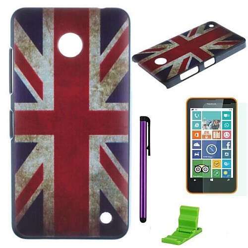 The British Flag Pattern PC Hard Case with Screen Protector,Stylus and Stand for Nokia Lumia 630/635