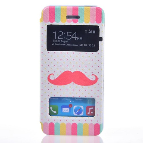 Fashionable Red Beard Pattern New Smart Luxury Flip Leather Cover for iPhone 5/5S