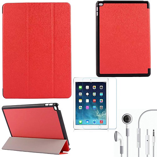 Silk Pattern PU Leather with Protective Film and Headset for iPad Air 2/iPad 6 (Assorted Colors)