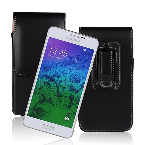 Solid Color Light Surface PU Leather Case with Waist Clip for Samsung Galaxy Alpha G8508