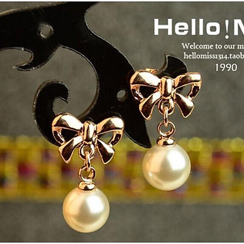 Love Is You Bowknot Pearl Drop Earrings