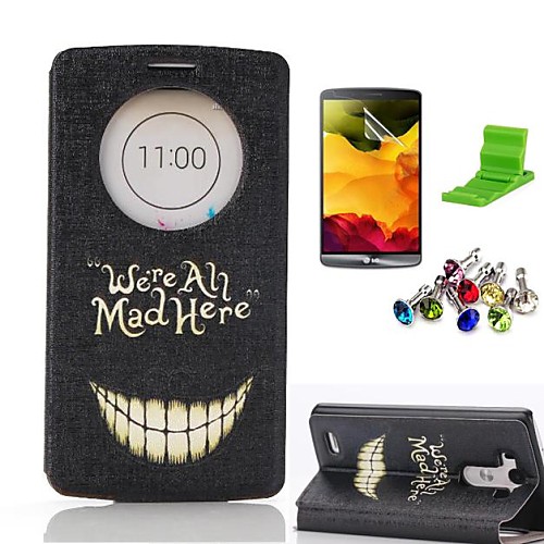 Cartoon Crazy Teeth Pattern PU Leather Case with Screen Protector,Stand and Dust Plug for LG G3