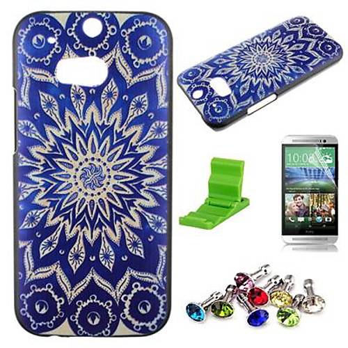 Sunflower Pattern PC Hard Case with Screen Protector,Anti-dust Plug and Stand for HTC One(M8)