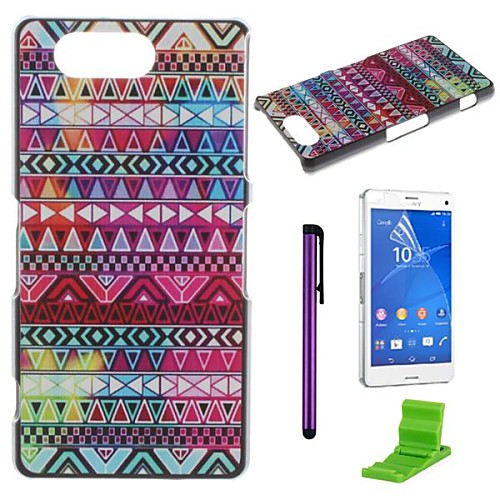 Tribal Symbols Pattern PC Hard Case with Screen Protector,Stylus and Stand for Sony Xperia Z3 Compact / Z3 mini M55w