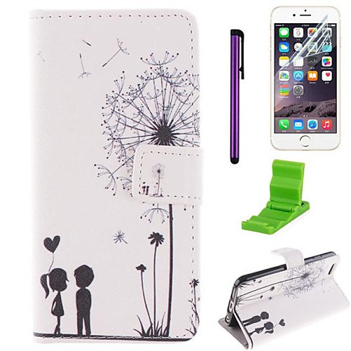 The Love Dandelion Pattern PU Leather Case with Screen Protector and Stylus for iPhone 6