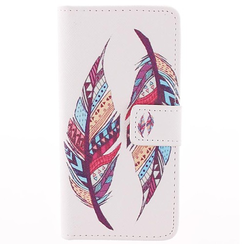 Colored Feather Patterns PU Leather Full Body Cover with Stand and Money Holder for iPhone 6