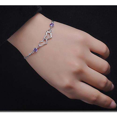 925  Women's Double Heart Print bracelet