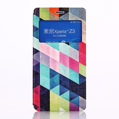 The Diamond Pattern PU Leather Flip-open Full Body Case with Stand for Sony Z3