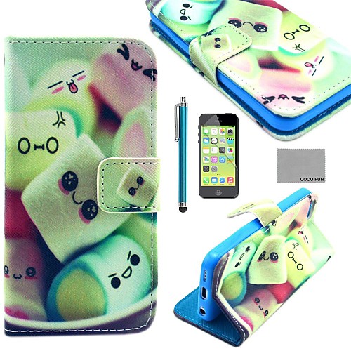 COCO FUN Sun Bird Pattern PU Leather Full Body Case with Screen Protector,Stylus and Stand for iPhone 5C