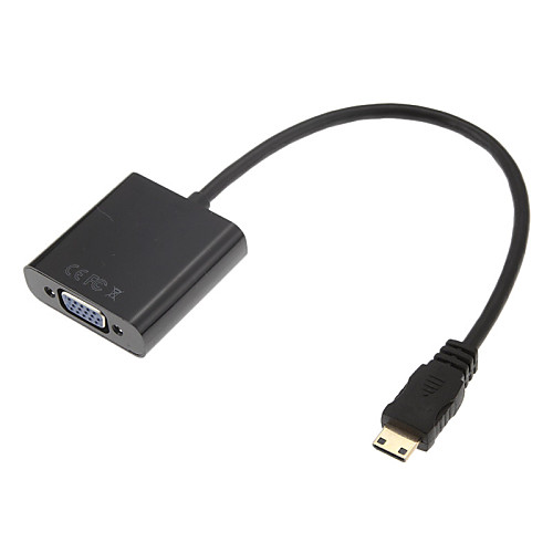 0.2m 0.656ft Mini HDMI мужчина к VGA женской компьютера TV Video кабель - черный