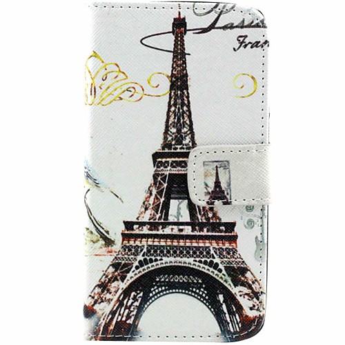 Eiffel Tower Pattern PU Leather Full Body Cover with Card and Stand Case for Samsung Galaxy Core 2 G3556D