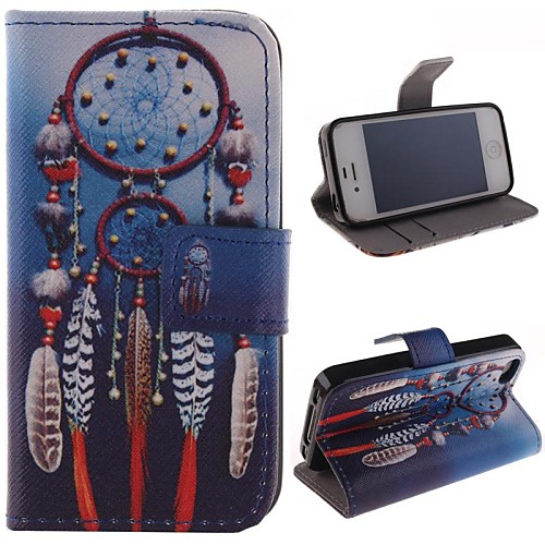 Dreamcatcher Pattern PU Leather Full Body Cover with Stand and Money Holder for iPhone 4/4S