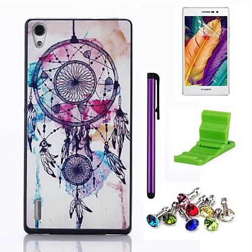 Dream Catcher Pattern PC Hard Case with Screen Protector,Stylus, Anti-dust Plug and Stand for Huawei P7