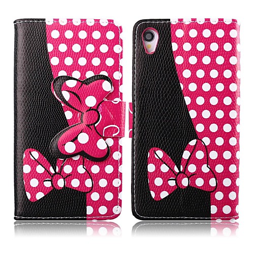 Wave Point Bowknot PU Leather Full Body Cover with Stand for Sony Xperia Z1 L39H