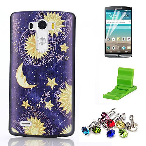 The Moon and Stars Pattern PC Hard Case with Screen Protector,Anti-dust Plug and Stand for LG G3