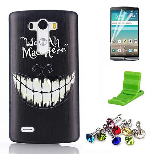 Cartoon Crazy Teeth Pattern PC Hard Case with Screen Protector,Anti-dust Plug and Stand for LG G3