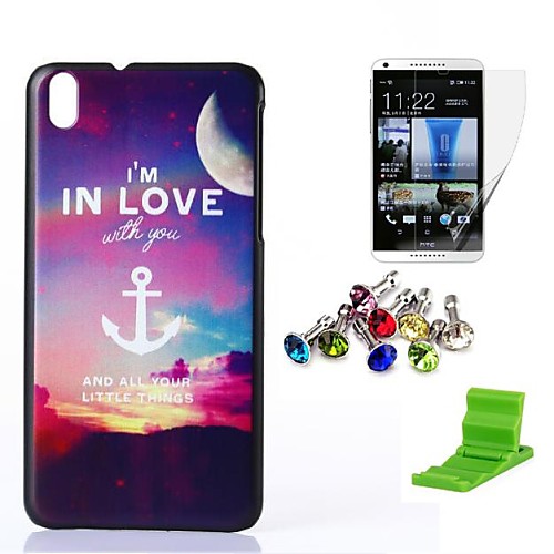 Anchor I Love You Pattern PC Hard Case with Screen Protector,Anti-dust Plug and Stand for HTC Desire 816