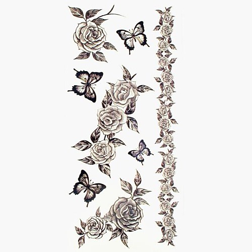 1pc Flower Winter Rose Bracelet Waterproof Body Art Tattoo Pattern Temporary Tattoos Sticker(18.5cm8.5cm)