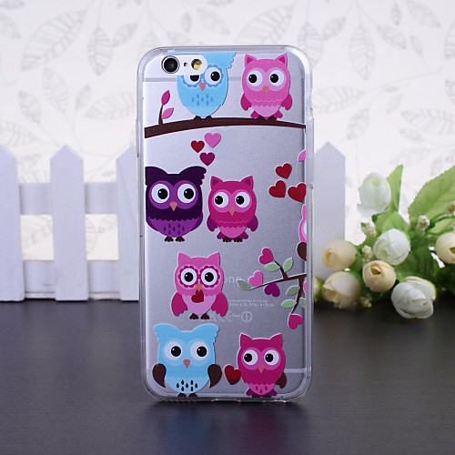 Cute Cartoon Owl Pattern Transparent TPU Soft Case for iPhone 6 Plus