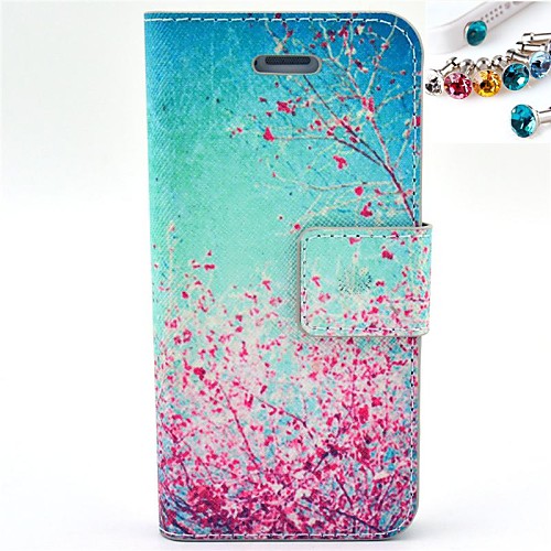 The Cherry Blossom Pattern PU Leather Full Body Case with Card Slot and Stand for iPhone 5/5S