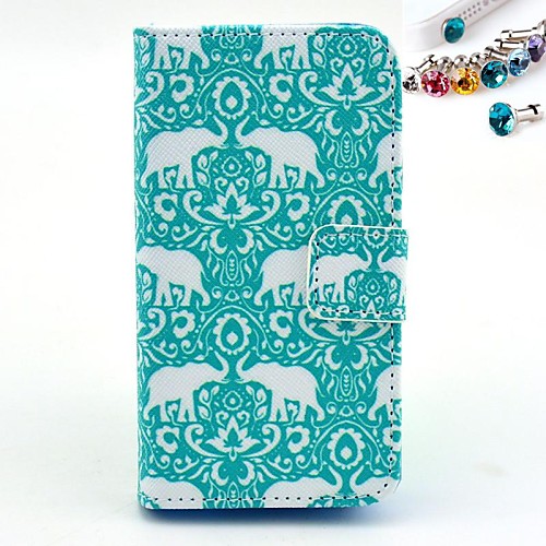 Green Pattern PU Leather Full Body Case with Card Slot and Stand for iPhone 4/4S