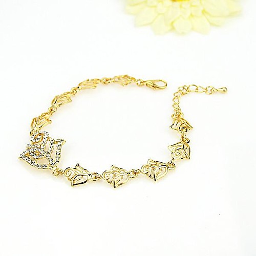 2014 Elegant Shining Fake Gold Plated Rose Shape Rhinestone Charms Fashion Bracelet