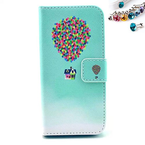 Balloon Pattern PU Leather Full Body Case with Card Slot and Stand for iPhone 4/4S