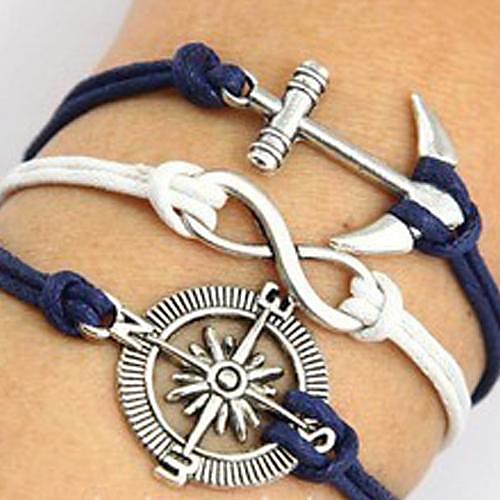 Lureme European Style Men's Compass Anchor Eight Characters Woven Bracelet