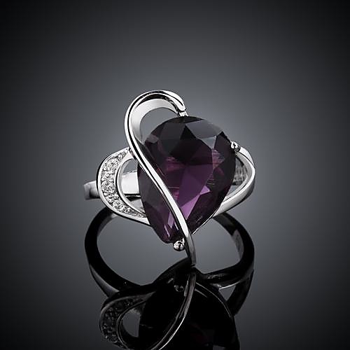 Women's Classical Purple Zircon Ring 8#(1Pc)