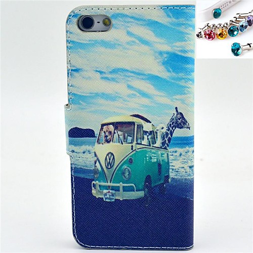 The Bus Pattern PU Leather Full Body Case with Card Slot and Stand for iPhone 5/5S