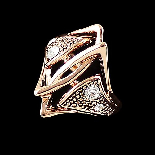 2014 Rose Gold Plated Rhinestone Fox Head Animal New Degisn Finger Ring