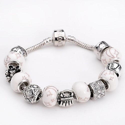 Silver Plated Glass Bead Bracelet