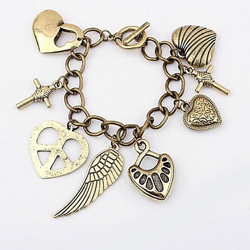 Love Cross Wings Anti-War Signs Multi-Element Metal Bracelet