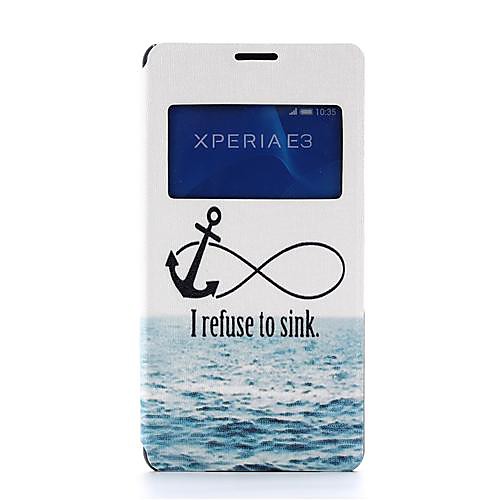 Sea Wave Anchor Pattern PU Leather Full Body Cover with Card and Stand Case for Sony Xperia E3