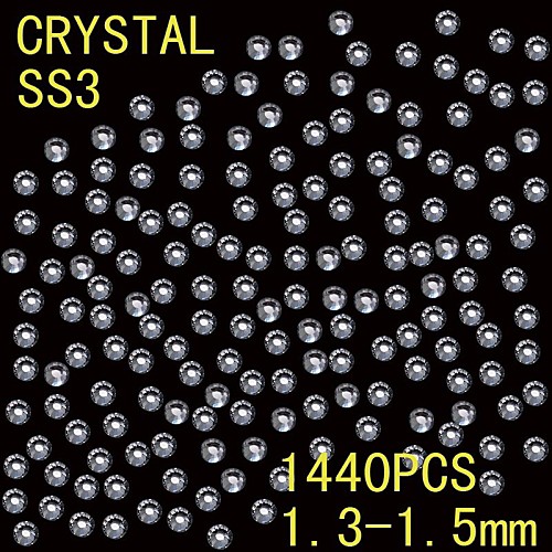 1440pcs 1.3-1.5mm белый цвет блеск Flatback Кристалл Rhinestone Nail Art Decoration