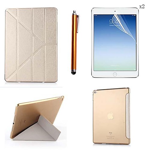 Silk Pattern PU Leather Full Body Case with Touch Pen and Protective Film 2 Pcs for iPad Air 2/iPad 6(Assorted Colors)