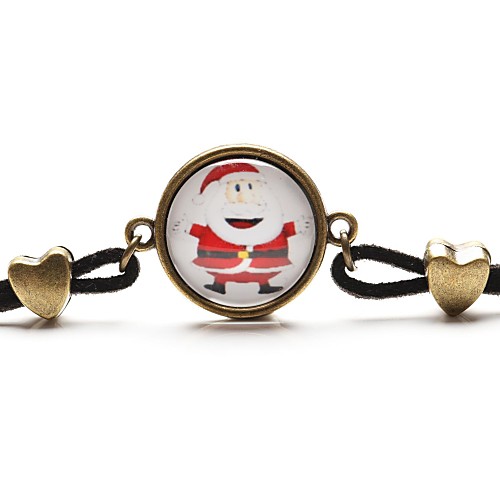 Time Gem Art Glass Cabochon Cute Santa Claus Christmas Gift Bracelet (1 Piece)