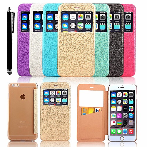 KARZEA Flower Vine Pattern PU Leather Full Body Case with Card Slot and Stylus for iPhone 6 (Assorted Colors)