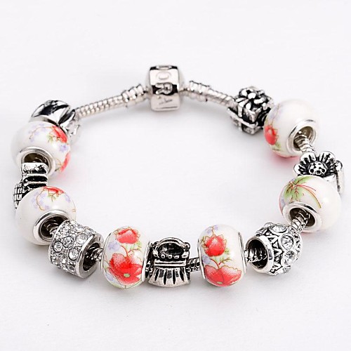 Silver Plated Glass Bead Bracelet