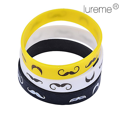 lureme3pcs nmustache печать шаблон силиконовые браслета комплектов (ramdon цветов)