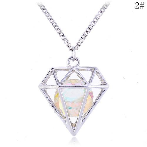 LuremeAlloy Crystal Diamind Shape Pendant Long Necklace