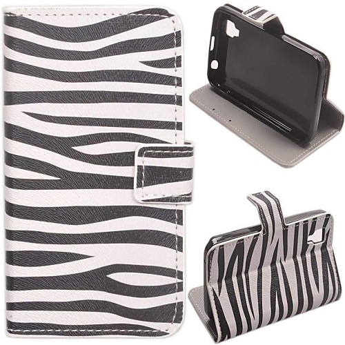 Zebra Pattern PU Leather Case with Stand and Card Slot for Wiko Sunset