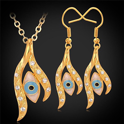 U7Evil Eyes Necklace Pendant Drop Earrings 18K Gold Plated Fancy Rhinestone Fashion Bridal Jewelry Sets