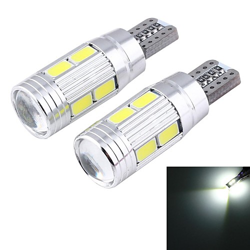 T10 3W 300LM 6000K 10-SMD 5730 LED White астигматизм выпуклое зеркало ширина лампа (12V / 2 шт)