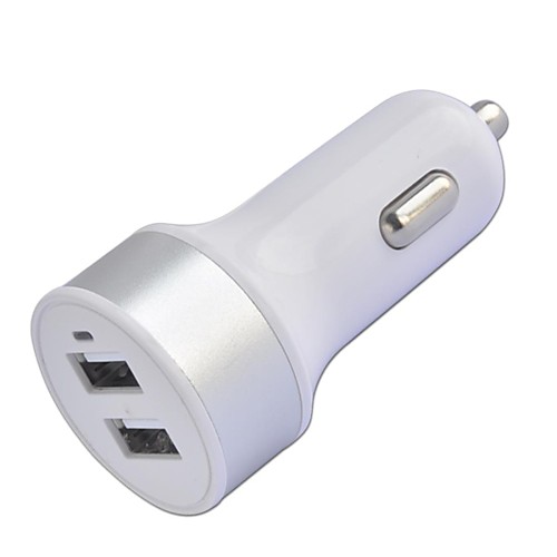 Universal White Round Pattern Dual USB Car Charger for iPhone 3/3GS/4/4S/5/5S/5C/6 and Others(5V 4.8A)