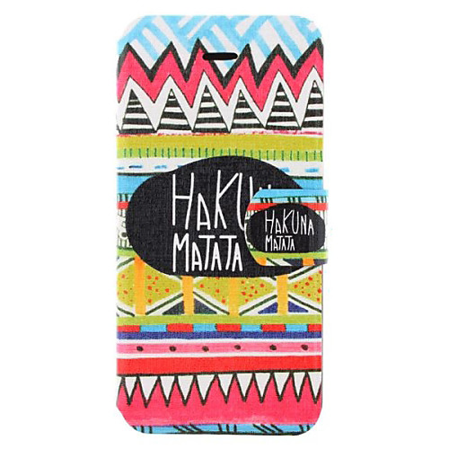 Hakuna Matata and Vintage Stripe Pattern Clamshell PU Leather Full Body Case with Card Slot for iPhone 5C