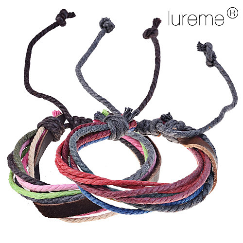 luremegenuine кожа плетеные шнуры браслет (случайный цвет)