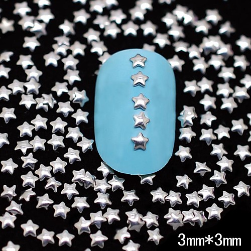 100шт 3 мм  3 мм серебро маленькая звезда металлические заклепки Nail Art Decoration