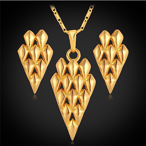 u7 серьги ожерелье 18k позолоченный фантазии треугольник моды комплекты ювелирных изделий