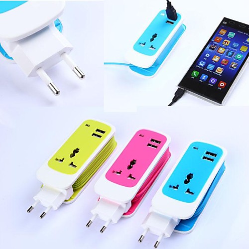 3in1 Dual USB порт зарядное устройство универсальный разъем ADAPTE для iphone / Ipad и другие (ac750w, 100 ~ 240V, DC5V 2.1a, ЕС Plug)